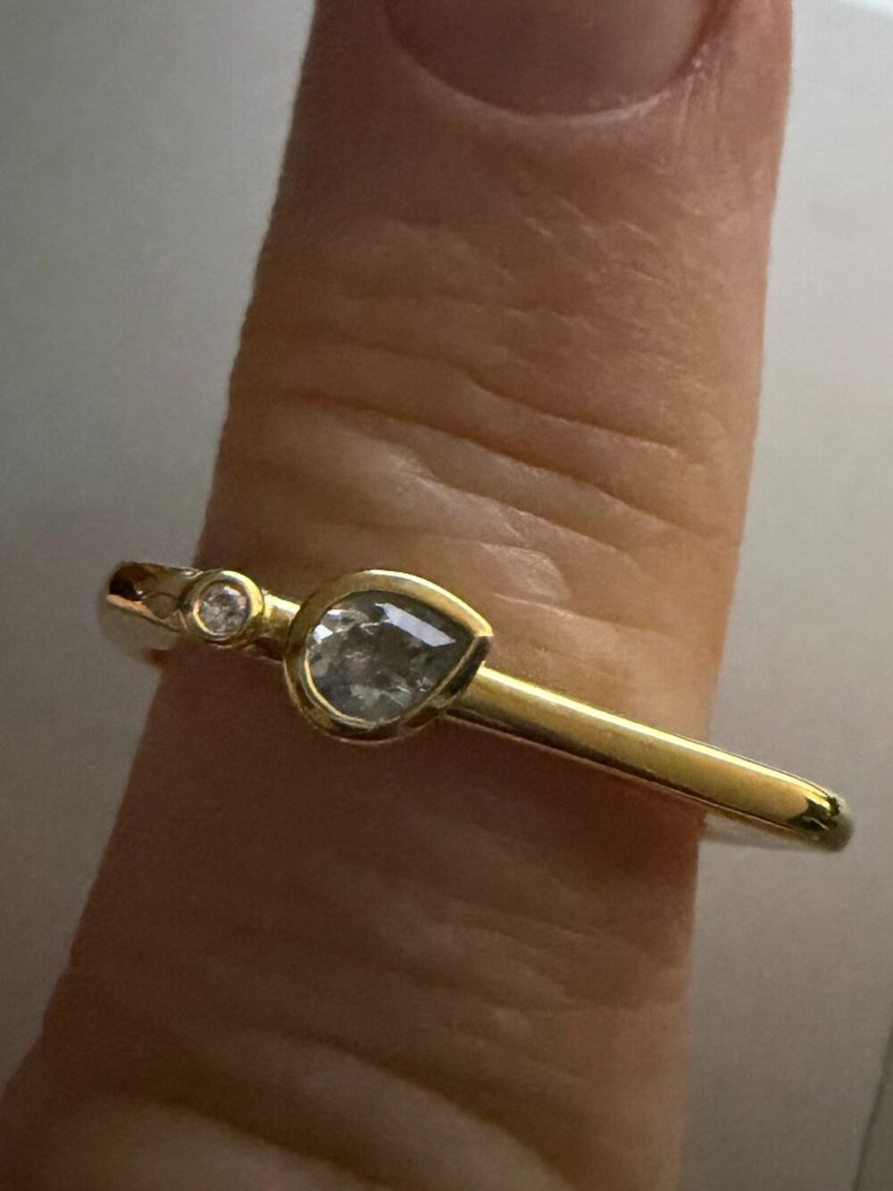 Mejuri 18k Gold Vermeil Puzzle Stacking aquamarine ring - size 9